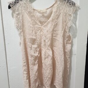 Lovestitch Blush Lace-Trimmed Tank Top